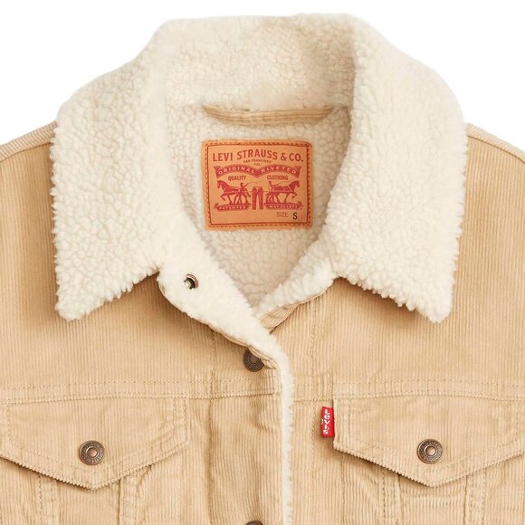Levi’s Original Sherpa Corduroy Trucker Jacket • Safari Tan • Size L • NWT - Picture 2 of 16